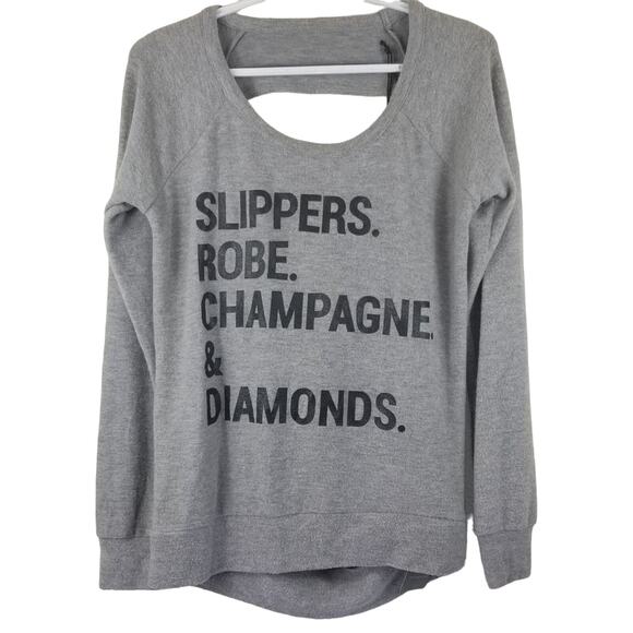 Chaser Roka Gray Open Back Pullover Lightweight Sweatshirt S NWT - Picture 1 of 5